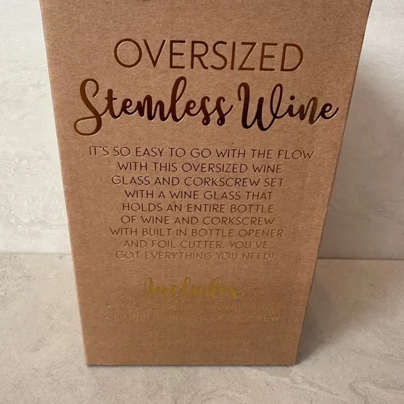 “Holiday Survival” Oversized Stemless Wine Glass and Corkscrew 30oz - Picture 2 of 2